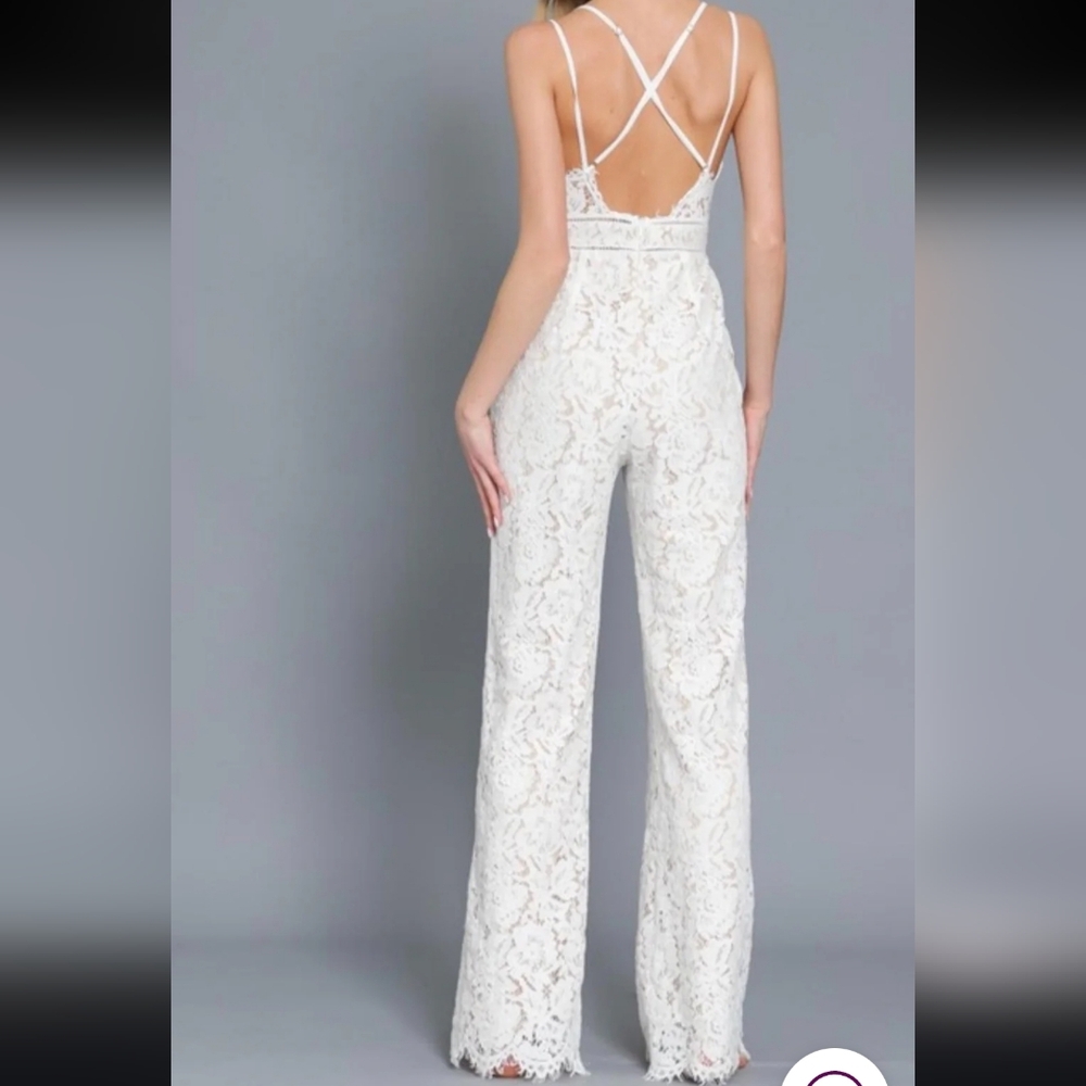 Aakaa Ivory Lace Jumpsuit Graduation/Brides - Picture 3 of 16